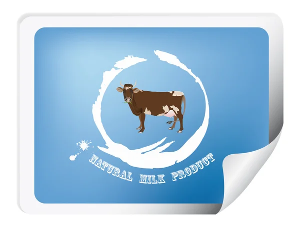 Etiqueta con una vaca para envasar productos lácteos. Vector — Vector de stock