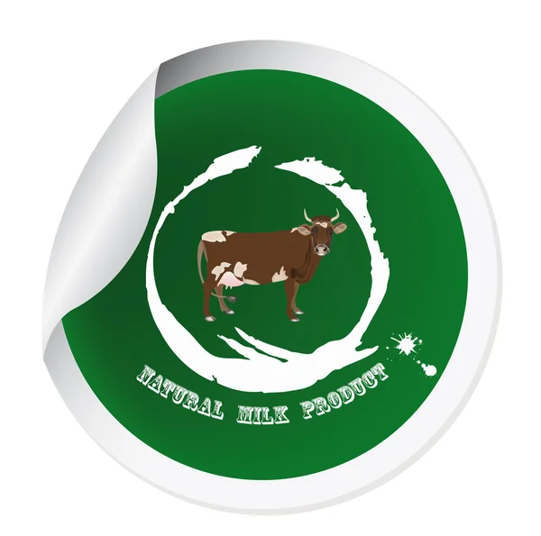 Sticker met koe — Stockvector