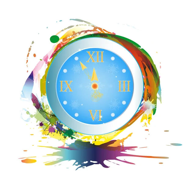 New Years clock on a abstract background — Stock Photo, Image