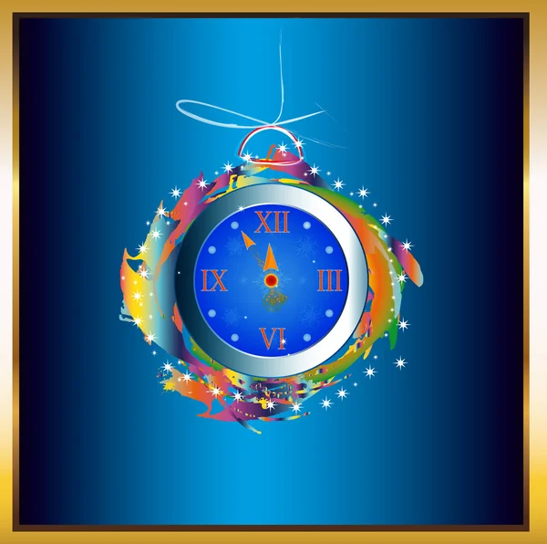 New Years clock. Holiday card — Stock Photo, Image