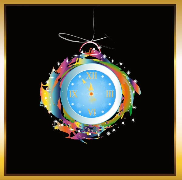 New Years clock.Holiday concept — Stock Vector