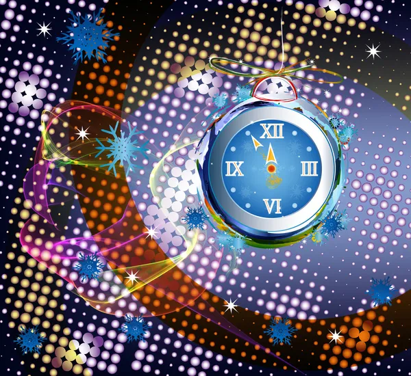 Yeni yıl bir arka plan üzerinde saat — Stok fotoğraf