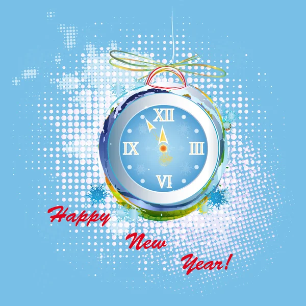 New Years clock on a abstract background.Vector — Stock Vector