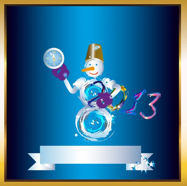 Snowman on a dark blue background — Stock Photo, Image