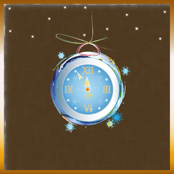 New Years clock on a abstract background — Stock Photo, Image