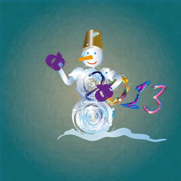 The snowman on a abstract background.Holiday new years card — Stock Photo, Image