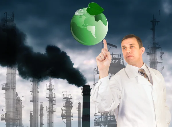 Contaminación ambiental emisiones industriales tóxicas.Concepto ecológico — Foto de Stock