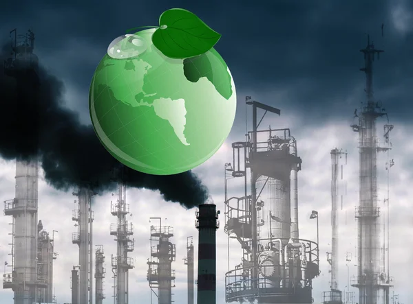 Poluição ambiental emissões industriais tóxicas.Conceito de ecologia — Fotografia de Stock