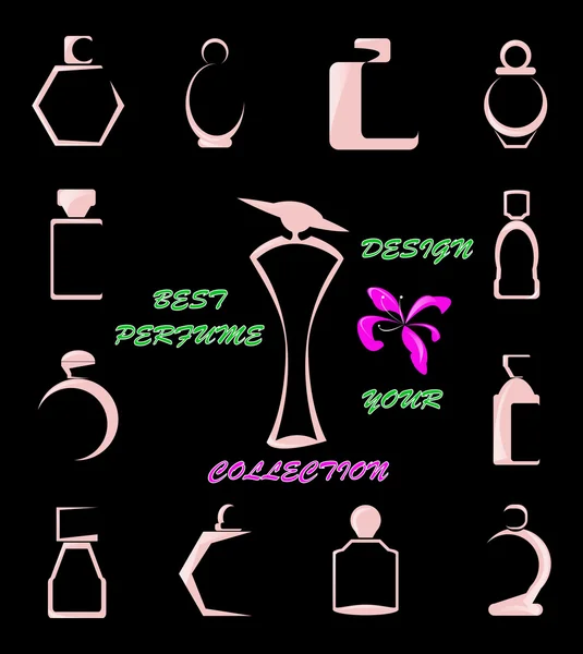 La colección de perfumes.Ilustración abstracta.Vector — Vector de stock