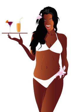 kadın creole meyve beverage.vector ile