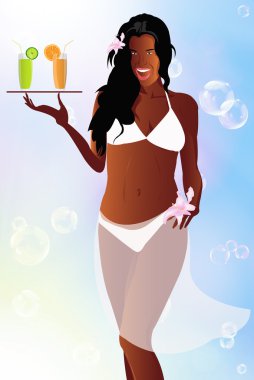 seksi kadın creole ve taze meyve suyu portakal ve limon