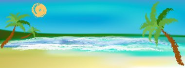 romantik yaz seyahat egzotik tropik island.vector zemin üzerine