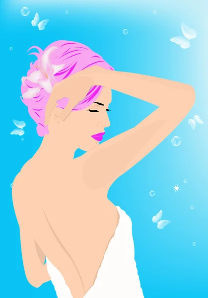 Higiene cuerpo femenino.Spa concept.Skincare y cosmetología médica femenina — Vector de stock