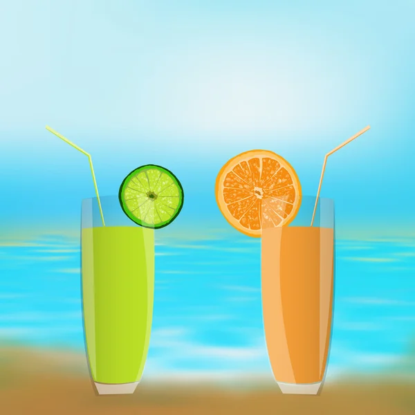 Fresh juice orange and lime — Stock Photo, Image