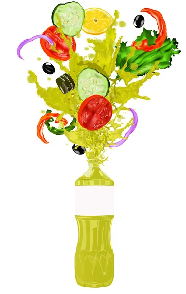 Salade de légumes frais végétariens et huile d'olive naturelle — Photo