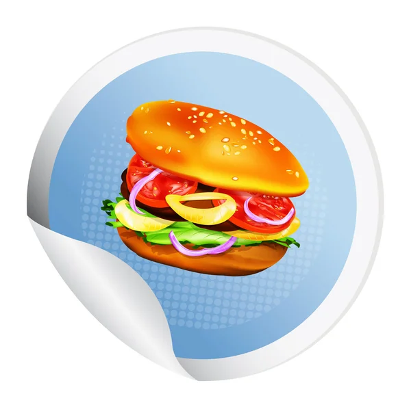 Hamburger met tomaat, sla, ui en meat.sticker — Stockfoto