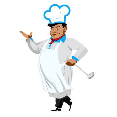 Beyaz background.vector komik chef