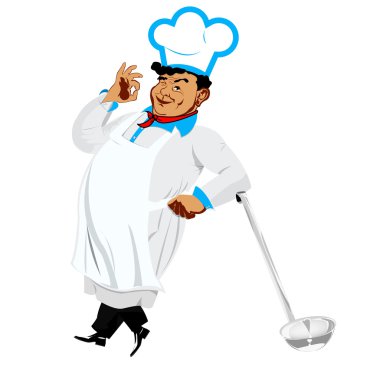 beyaz zemin üzerine Funny happy chef