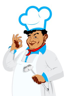 beyaz zemin üzerine Funny happy chef