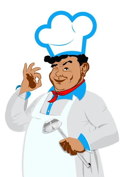 Chef felice divertente su uno sfondo bianco.Vector — Vettoriale Stock