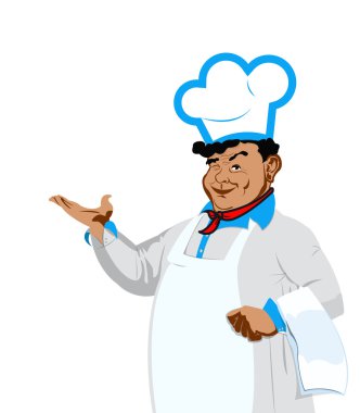 beyaz zemin üzerine Funny happy chef