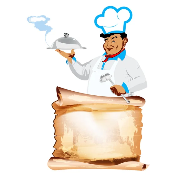 Funny Chef on a white background.Menu for gourmet — Stock Photo, Image