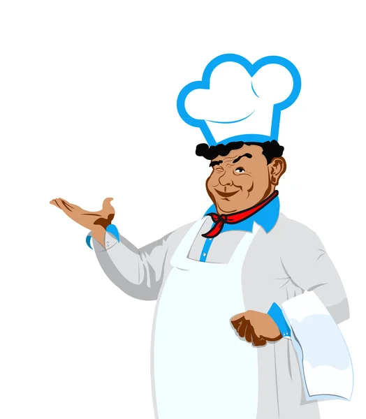 Chef feliz divertido sobre un fondo blanco — Foto de Stock