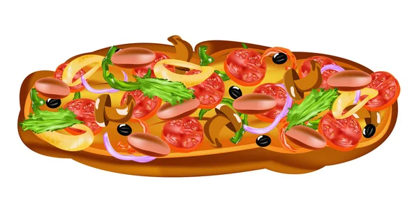 Traditionnelle délicieuse pizza italienne aux légumes — Image vectorielle