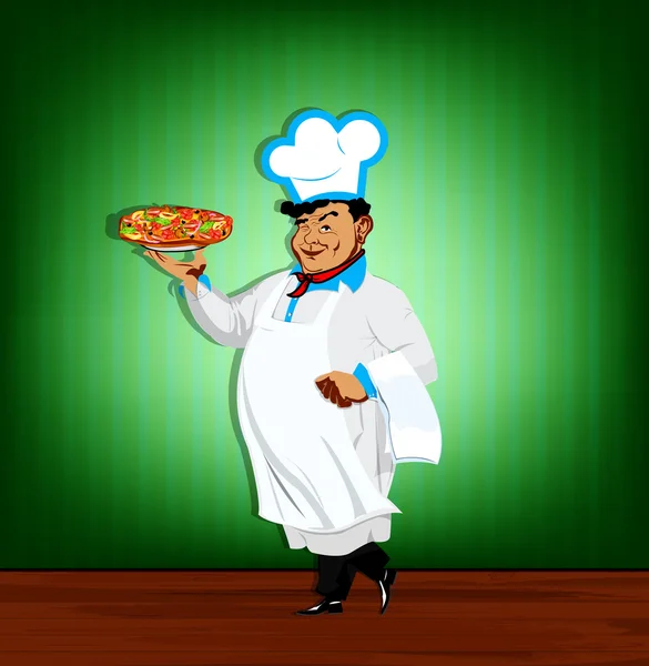 Αστεία σεφ και την ιταλική pizza.best τροφίμων για γκουρμέ — Φωτογραφία Αρχείου