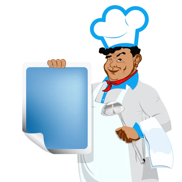 Chef-kok en papier menu restaurant — Stockfoto