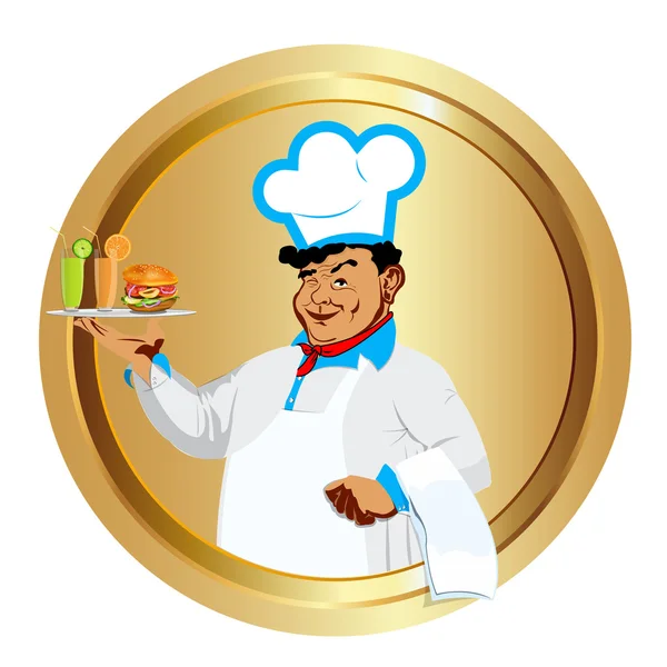 Best food for gourmet from Chef.Golden emblem — Stock Photo, Image