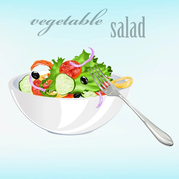 Ensalada de verduras vegetarianas frescas.Vector — Archivo Imágenes Vectoriales