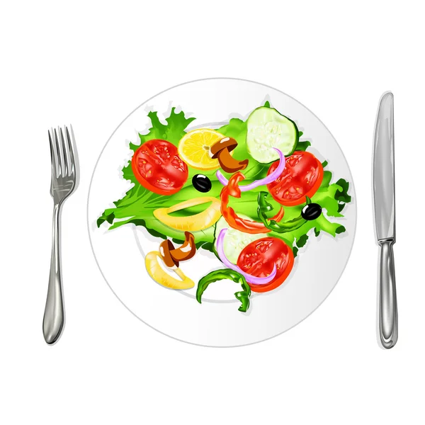 Comida vegetariana. Ensalada de verduras frescas —  Fotos de Stock