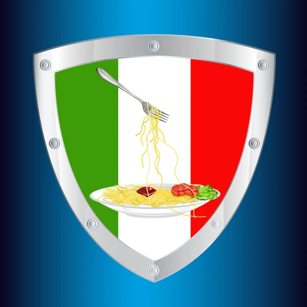 La mejor comida italiana tradicional Spaghetti. Emblema —  Fotos de Stock