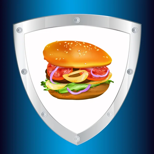 Traditionella hamburger.emblem snabbmat — Stock vektor