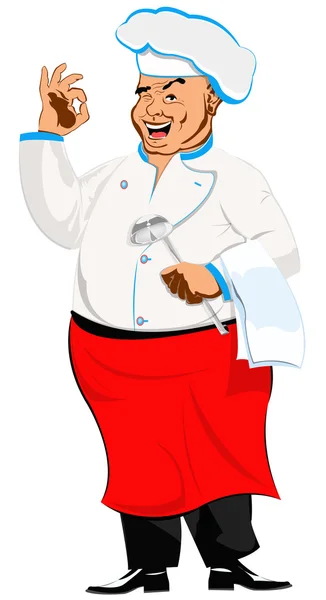 Happy joyful Chef on a white.Restaurant business — Stock Photo, Image