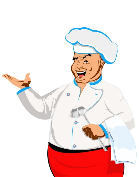Gelukkig vreugdevolle chef op een white.restaurant bedrijf — Stockfoto