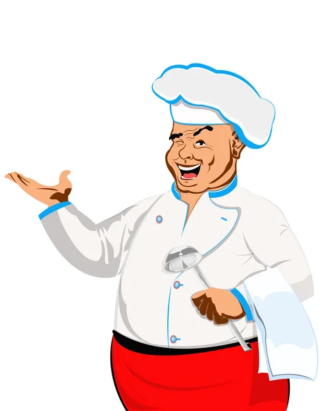 Happy joyful Chef on a white.Restaurant business. Vector — Stock Vector