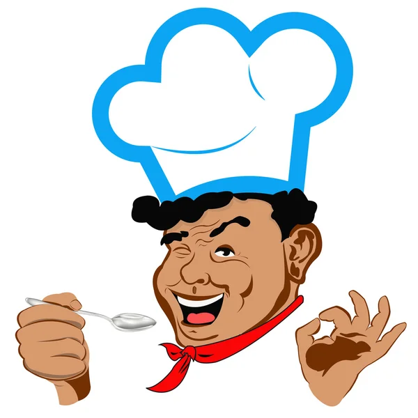 Chef-kok en spoon.face.restaurant bedrijf. vector — Stockvector
