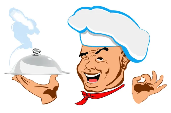 Chef y la mejor comida para Gourmet.Restaurante de negocios. Vector — Vector de stock