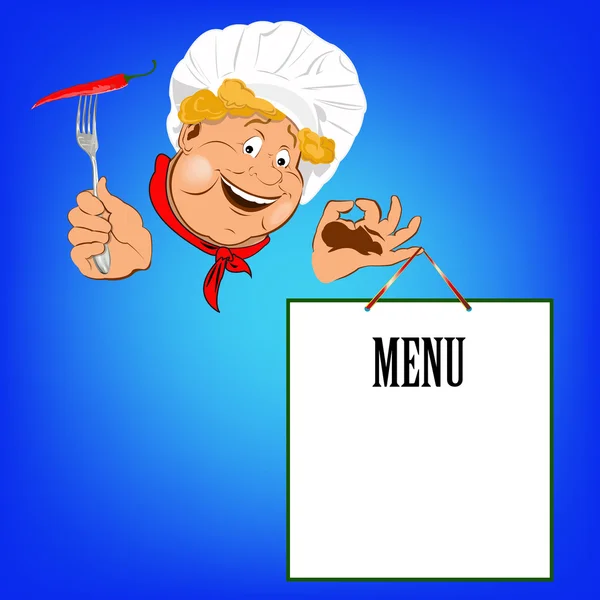 Funny Chef.Best comida para gourmet.Vector — Vector de stock