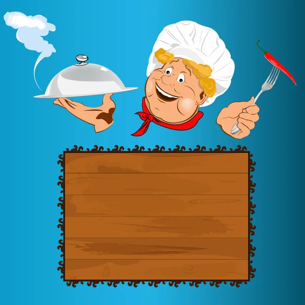 Funny Chef.Best food for gourmet.Vector — Stock Vector