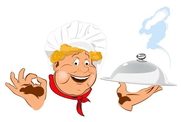 Chef divertido y la mejor comida para gourmet.Vector — Vector de stock