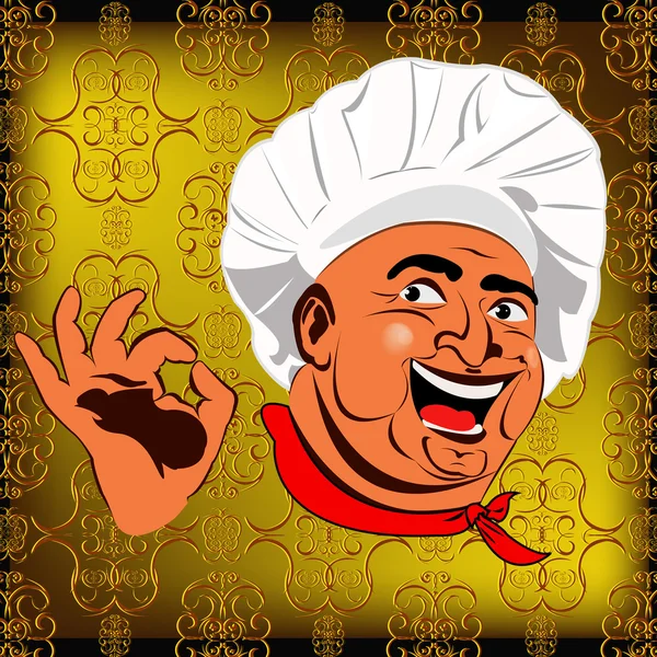 Eastern Chef on a abstract decorative background — Stock Photo, Image