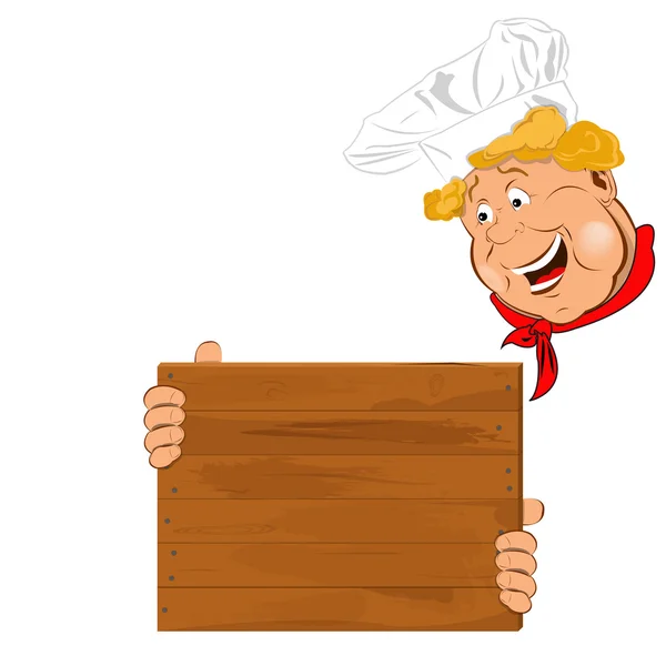 Funny Chef and wooden menu — Stock Photo, Image