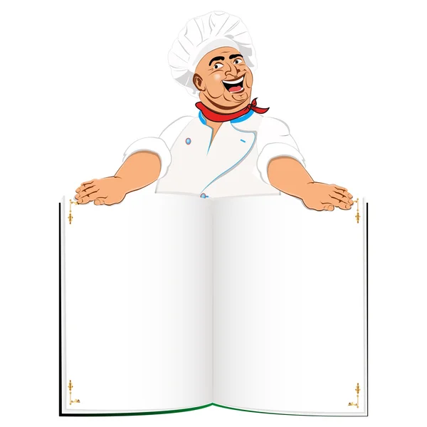 Grappige menu van de chef-kok en boek voor gourmet.vector — Stockvector