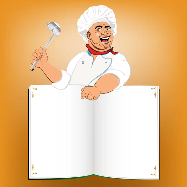 Funny Chef and book menu for Gourmet.Vector — Stock Vector