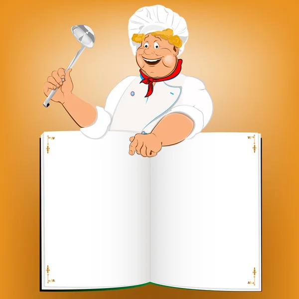 Funny Chef and book menu for Gourmet.Vector — Stock Vector