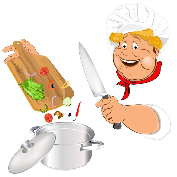 Grappige chef-kok en de beste voeding voor gastronomische — Stockfoto