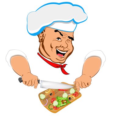 komik Şef ve vejetaryen salata için taze sebze madde